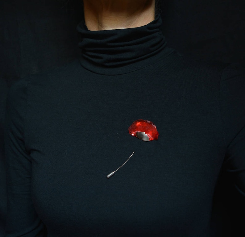 Eco friendly Brooch red poppies zdjęcie 3