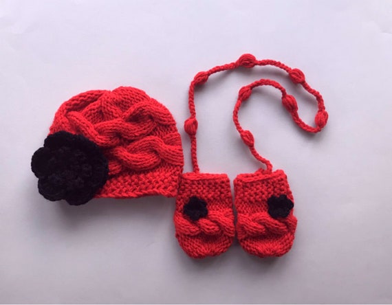 baby girl winter hat and mittens