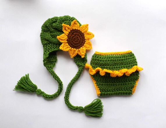 crochet sunflower baby outfit