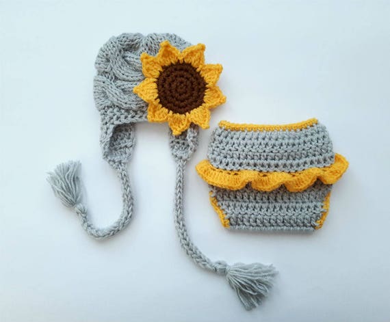 crochet sunflower baby outfit