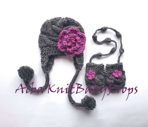 baby girl winter hat and mittens