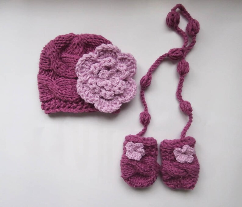 baby girl winter hat and mittens