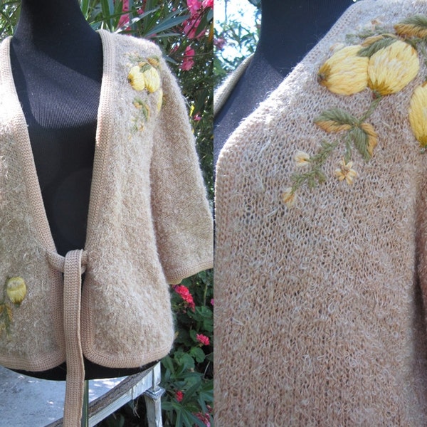 50s Cardigan 1950s Sweater Boucle Large