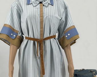 Great Deal - A set of maxi shirt dress with suede belt, extra long pants, and beautiful purse