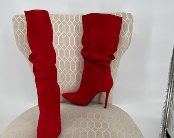 Red  Slouch Boots