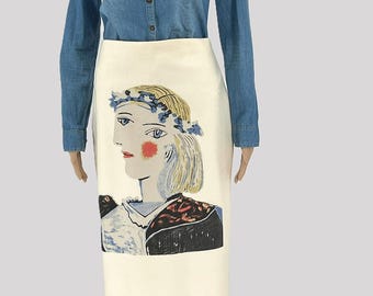 A set of wool skirt with denim shirt