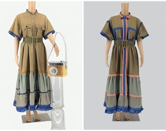 A set of two sided dress with belt and "camera" purse with pouch