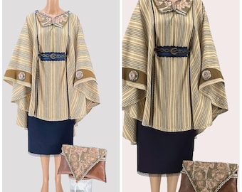 Great Deal - A set of cotton cape , leather belt and wool skirt, clutch is not included
