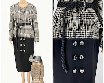 Great Deal - A set of checked dress , suede belt and matching  purse