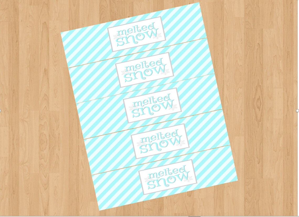 Melted Snow Water Bottle Labels - Frozen Water Bottle Labels - Frozen Winter Onederland Birthday ...