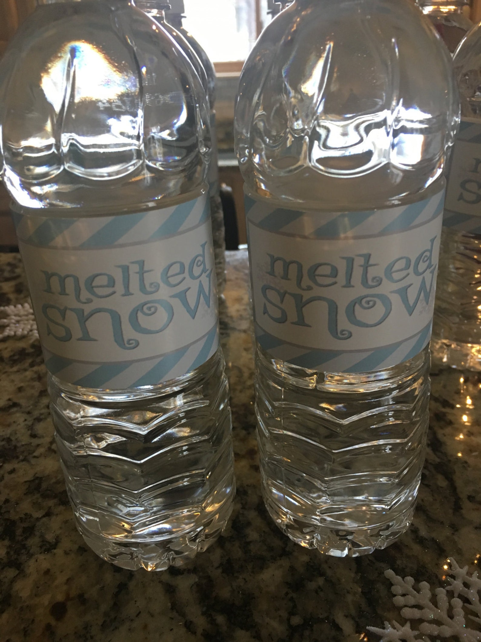 Melted Snow Water Bottle Labels - Frozen Water Bottle Labels - Frozen Winter Onederland Birthday ...