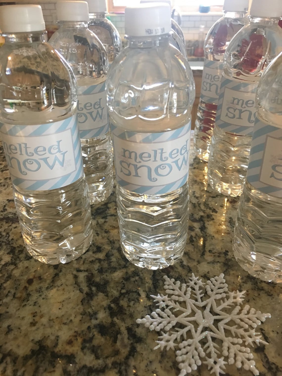 Melted Snow Water Bottle Labels - Frozen Water Bottle Labels - Frozen Winter Onederland Birthday ...