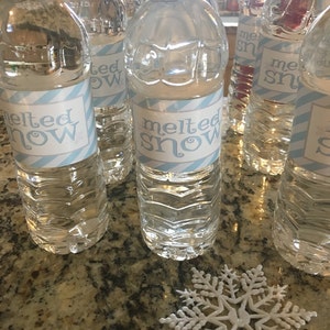 Melted Snow Water Bottle Labels - Frozen Water Bottle Labels - Frozen Winter ONEderland Birthday Party - PRINTABLE - Digital Download
