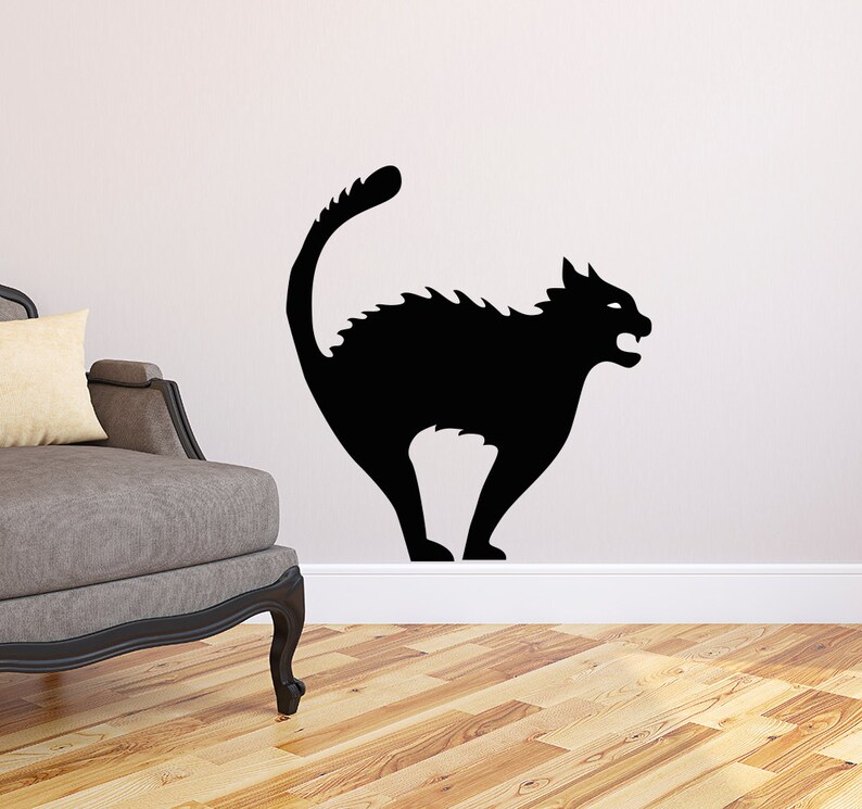Black Cat Halloween Wall Sticker Etsy