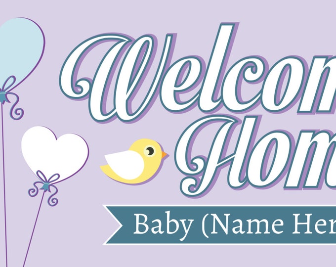 Home Baby Banner With Bird and Heart Balloons Etsy