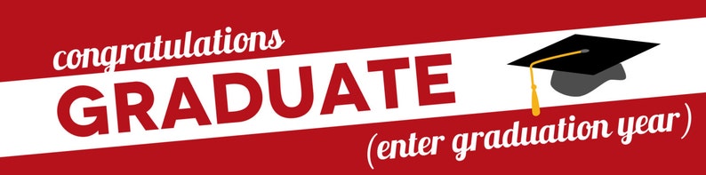 Red Graduation Congratulations Banner with Cap