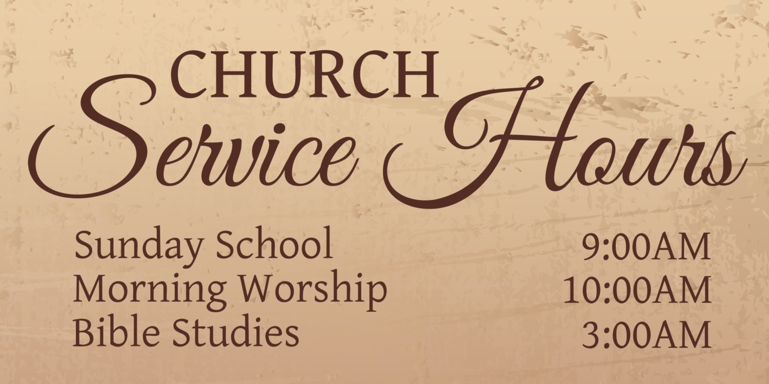 Church Service Hours Custom Banner Etsy