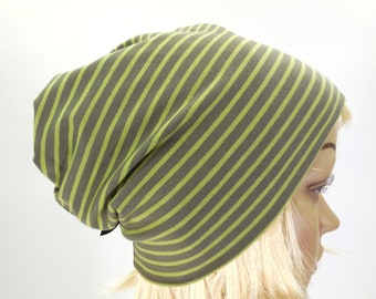 Cap for 4 seasons with stripes, easy to turn over,  Slouchy beanie cap, double laid without border  In sun, wind, rain and snow  handy out