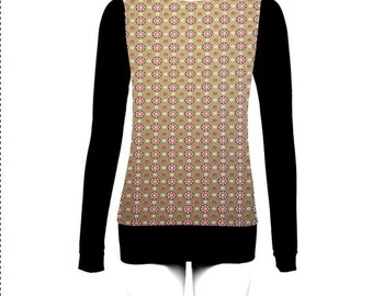 Long sleeve sweater with pattern fabric, round neckline and cuffs, soft cotton, warm jersey, popular in the transitional season