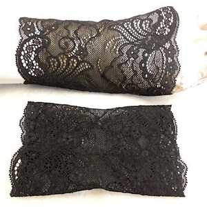 black puls warmers, wrist warmers, gloves floral lace soft and elastic arm warmers, Hand ornamental lace stretchy image 3