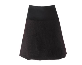 Chic, précieuse jupe de hanche A-forme molle, laine noir, heureuse, chaude, Durable, anti-salissures, La coupe s'adapte merveilleusement