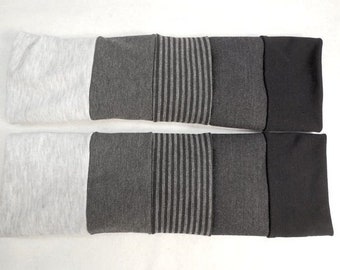 Soft 4 seasons reversible gauntlets warm wristlets slightly waisted Grey, black, stripes.  The popular gift  Ideal to dresses, shirts