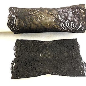 black puls warmers, wrist warmers, gloves floral lace soft and elastic arm warmers, Hand ornamental lace stretchy image 5