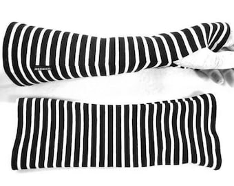 Soft gloves arm warmers, stable quality maritime, strips, expensive thick fabric, yarn dyed and after many washes unimpressed in color, size