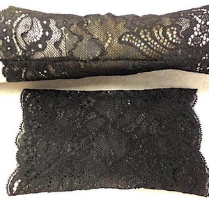 black puls warmers, wrist warmers, gloves floral lace soft and elastic arm warmers, Hand ornamental lace stretchy image 2