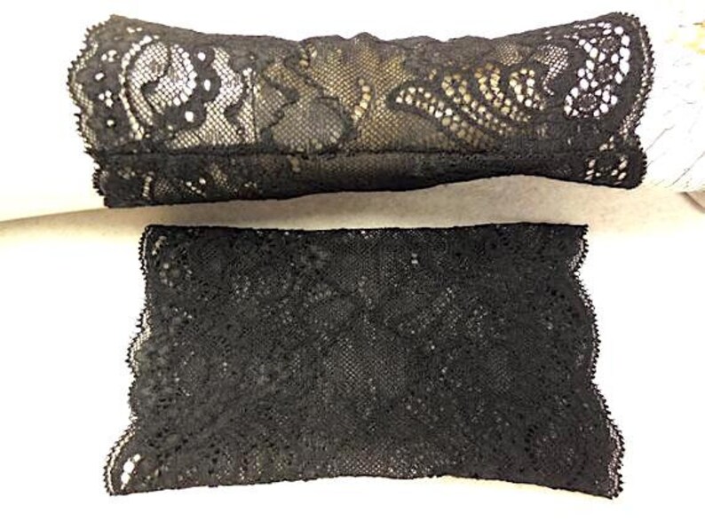 black puls warmers, wrist warmers, gloves floral lace soft and elastic arm warmers, Hand ornamental lace stretchy image 2