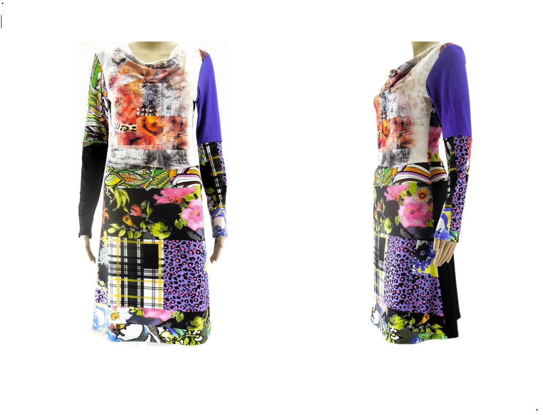 Jersey dress, for high wearing comfort. Soft and stretchy, enhancing the figure cotton, fits well, waisted shape, printed embroidered gift