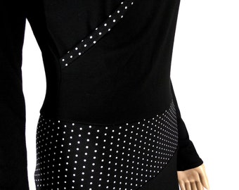 Jersey dress, for high wearing comfort. Soft and stretchy, enhancing the figure cotton, fits well, waisted shape, dots, embroidered gift