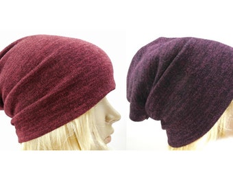 4 saisons bonnet, beanie 2-face Bonnet souple et réversible en forme de bonnet de fine, tricot doux avec bord roulé sans couture cadeau