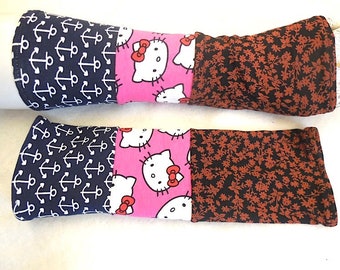 Anchor, cat, flowers, unique, jogging, gloves fresh wrist warmers soft arm warmers, puls, ideal to dresses, over a thin sweater elastic,