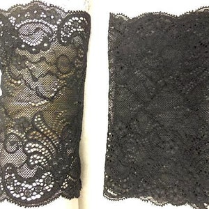 black puls warmers, wrist warmers, gloves floral lace soft and elastic arm warmers, Hand ornamental lace stretchy image 4