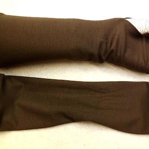 Audrey Hepburn braun fein zart mit Bund, diese schicken Armstulpen mit Daumenloch sind fingerfreie Handschuhe, Jersey, das Geschenk