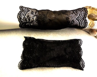 Floral lace handschoenen, zwart, zacht en elastische pols warmers, ideaal om te kleden of over een dunne trui, het populaire geschenk
