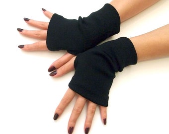 Fluffy soft gloves warm grey cotton arm cuffs in black, ideal with dresses, very stretchy, the popular gift in slate grey