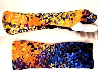 Pollock Punkte auf weichen Jersey Handschuhen,iIdeal zu Kleidern, Armstulpen unter oder über einen dünnen Pulli bunt, dots, das Geschenk