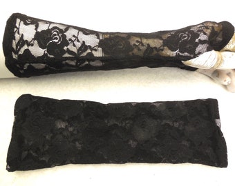 mitaines floral noir dentelle doux et élastique puls, gants, manchettes  Idéal pour les robes ou sur un chandail mince