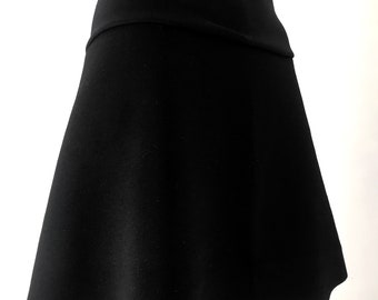 Falda de cadera cálida Forma A, elegante jersey de lana de ajuste feliz negro, acogedor, agradable, opaco y a prueba de viento el regalo