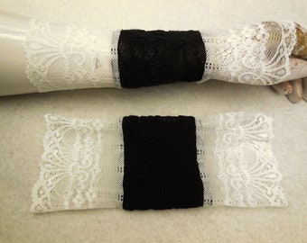 wedding, white, puls warmers, wrist warmers, gloves floral lace soft and elastic arm warmers, hand ornamental lace stretchy, popular gift