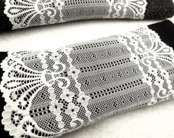 La dentelle pour bijoux de poignet est toujours un cadeau très populaire mitaines floral mariage, blanc doux et élastique gants, manchettes