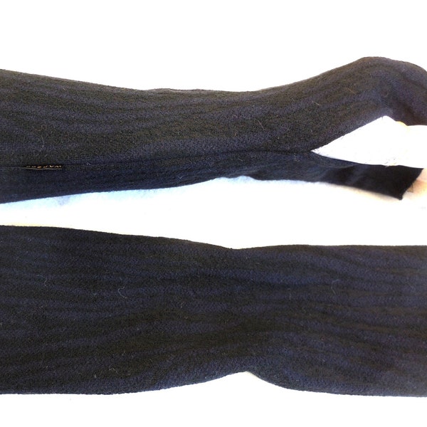 Gants en laine douce, mitaines  Le cadeau populaire, bleu et noir  Idéal pour les robes, les chemises ou un sweater.  Élastique, légèrement