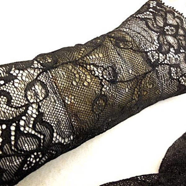 Gants, mitaines en dentelle florale, chauffe-bras souples et élastiques, idéal pour s'habiller ou par-dessus un pull fin le cadeau en noir