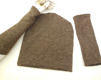 Gants et ou bonnet gants doux en tricot de laine, idéal pour les robes ou un pull fin, câlin, agréable à porter un cadeau populaire