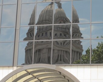 8x10 photo--Wisconsin Capitol Bldg reflected in glass