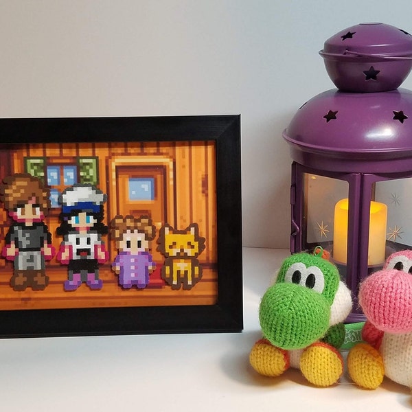 Personalized Stardew Valley Family Portrait | Geeky Wedding Gift | Stardew Valley Pixel Art | Game Room Decor