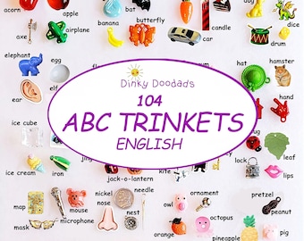 ALPHABET TRINKETS - 104 pc - Speech therapy - homeschooling, education, games, I Spy bags, alphabet trinkets, trinkets