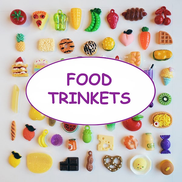 FOOD TRINKETS, 25 to 50 food items, miniature food, food toys, Dinky Doodads